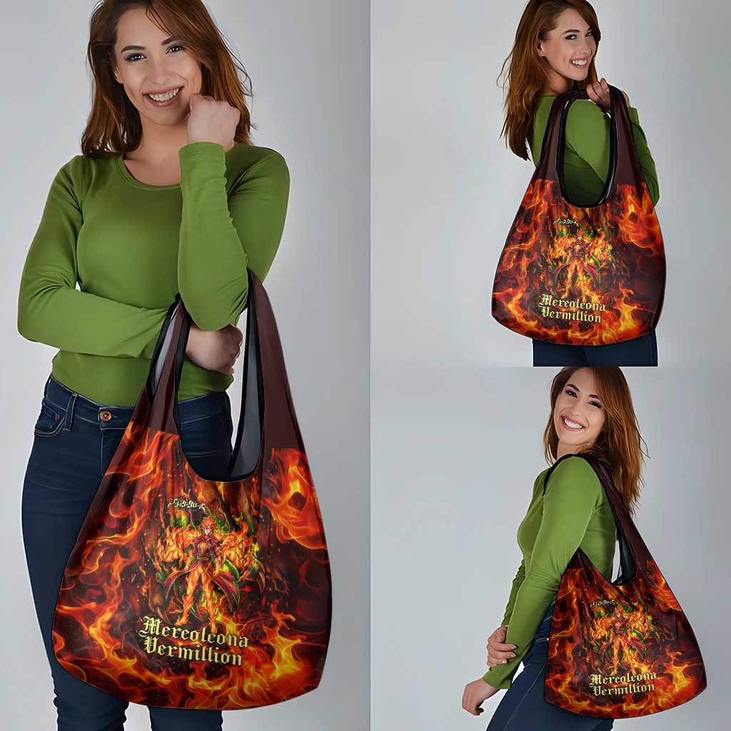 Mereoleona Vermillion Black Clover Grocery Bag Inferno Flame Anime Style with Lion Symbolism