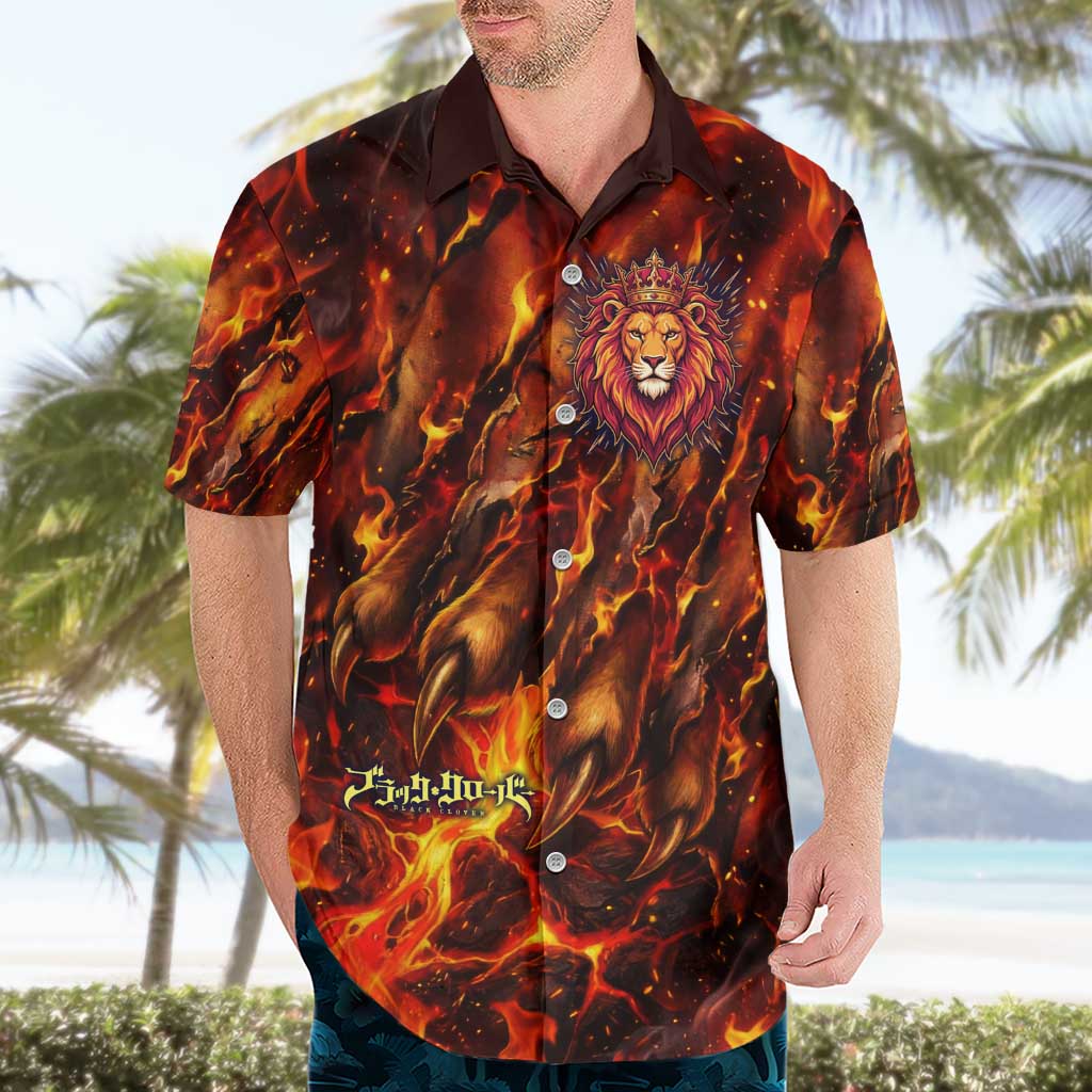 Mereoleona Vermillion Black Clover Hawaiian Shirt Inferno Flame Anime Style with Lion Symbolism
