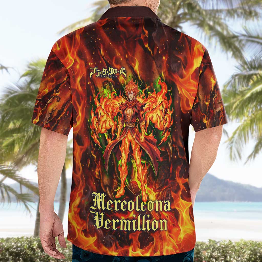 Mereoleona Vermillion Black Clover Hawaiian Shirt Inferno Flame Anime Style with Lion Symbolism