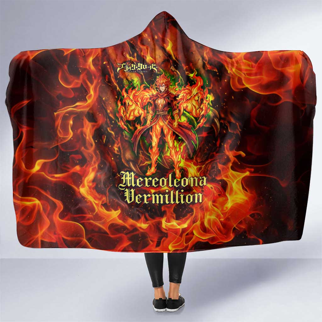 Mereoleona Vermillion Black Clover Hooded Blanket Inferno Flame Anime Style with Lion Symbolism