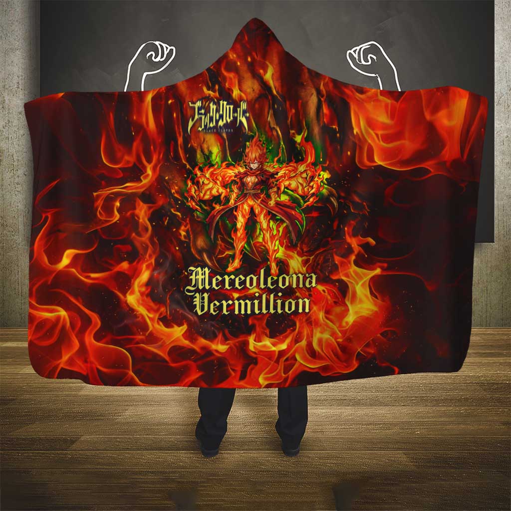 Mereoleona Vermillion Black Clover Hooded Blanket Inferno Flame Anime Style with Lion Symbolism