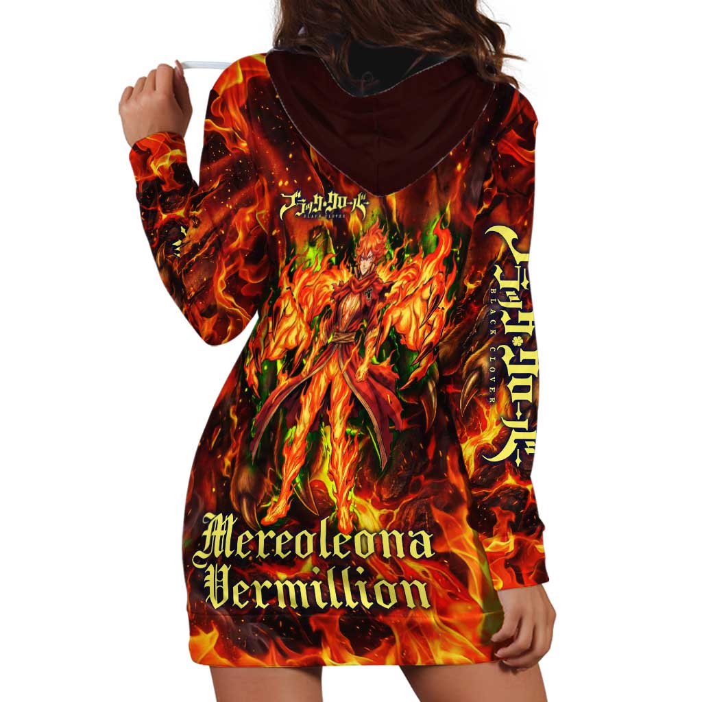 Mereoleona Vermillion Black Clover Hoodie Dress Inferno Flame Anime Style with Lion Symbolism