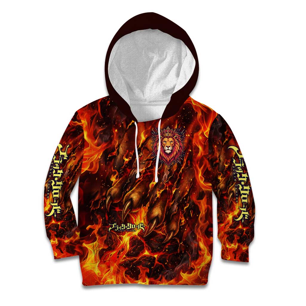 Mereoleona Vermillion Black Clover Kid Hoodie Inferno Flame Anime Style with Lion Symbolism
