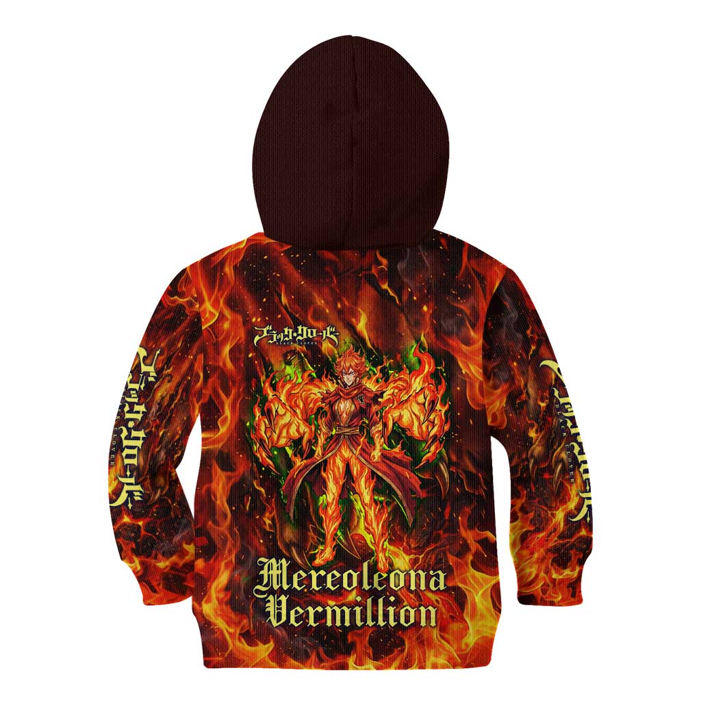 Mereoleona Vermillion Black Clover Kid Hoodie Inferno Flame Anime Style with Lion Symbolism