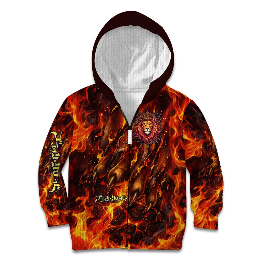 Mereoleona Vermillion Black Clover Kid Hoodie Inferno Flame Anime Style with Lion Symbolism