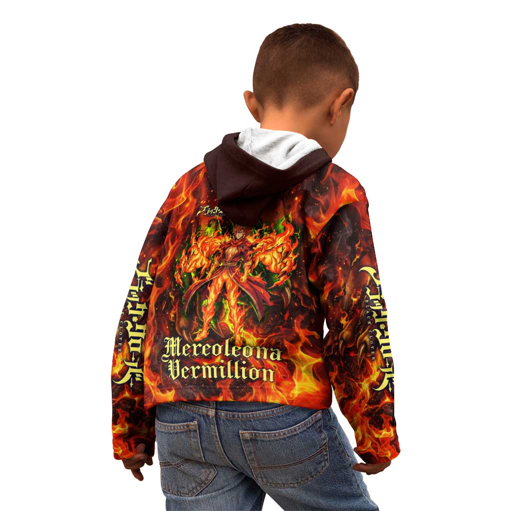 Mereoleona Vermillion Black Clover Kid Hoodie Inferno Flame Anime Style with Lion Symbolism