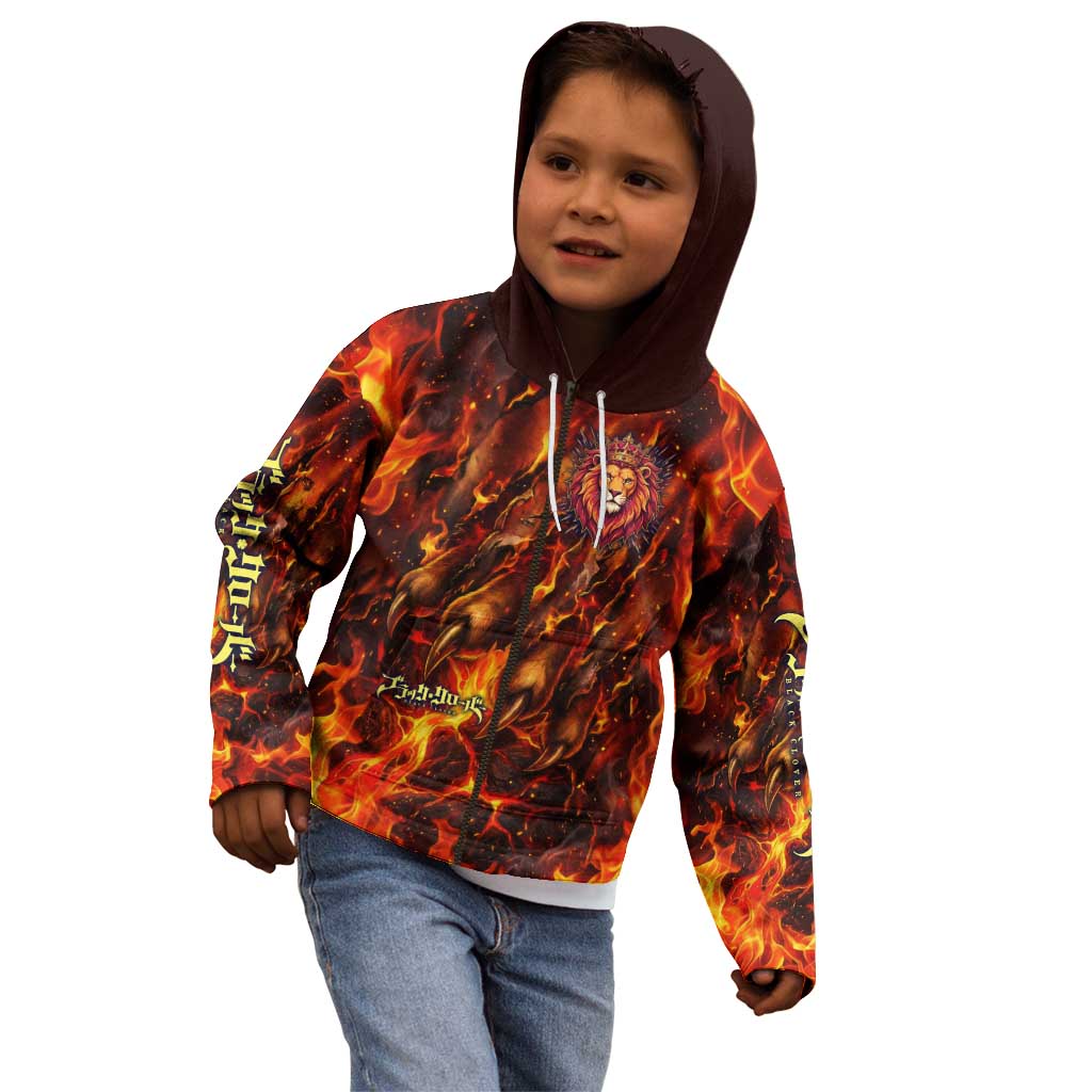 Mereoleona Vermillion Black Clover Kid Hoodie Inferno Flame Anime Style with Lion Symbolism