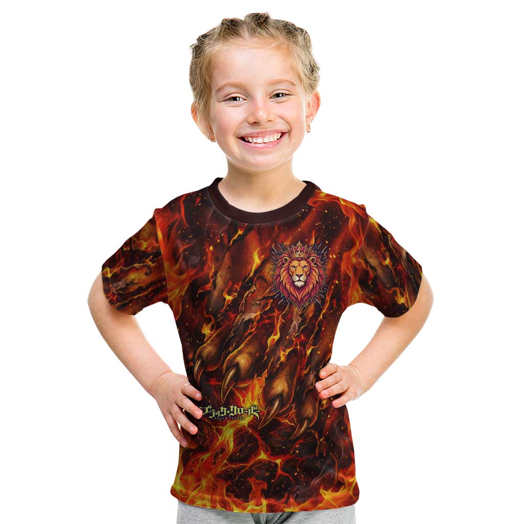 Mereoleona Vermillion Black Clover Kid T Shirt Inferno Flame Anime Style with Lion Symbolism