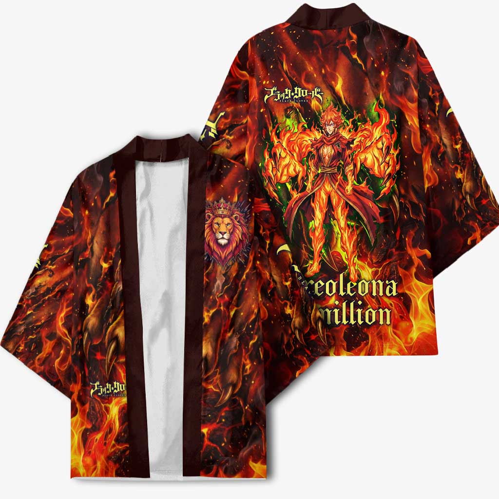 Mereoleona Vermillion Black Clover Kimono Inferno Flame Anime Style with Lion Symbolism