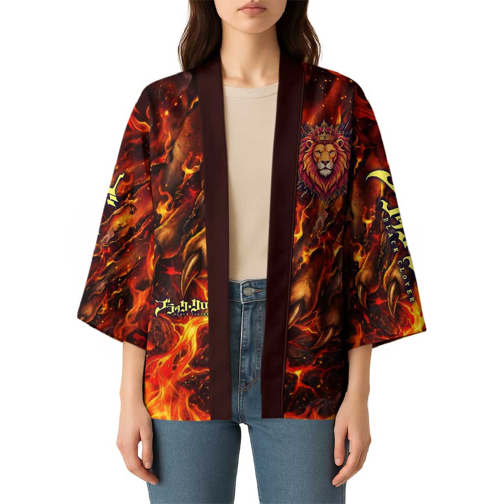 Mereoleona Vermillion Black Clover Kimono Inferno Flame Anime Style with Lion Symbolism