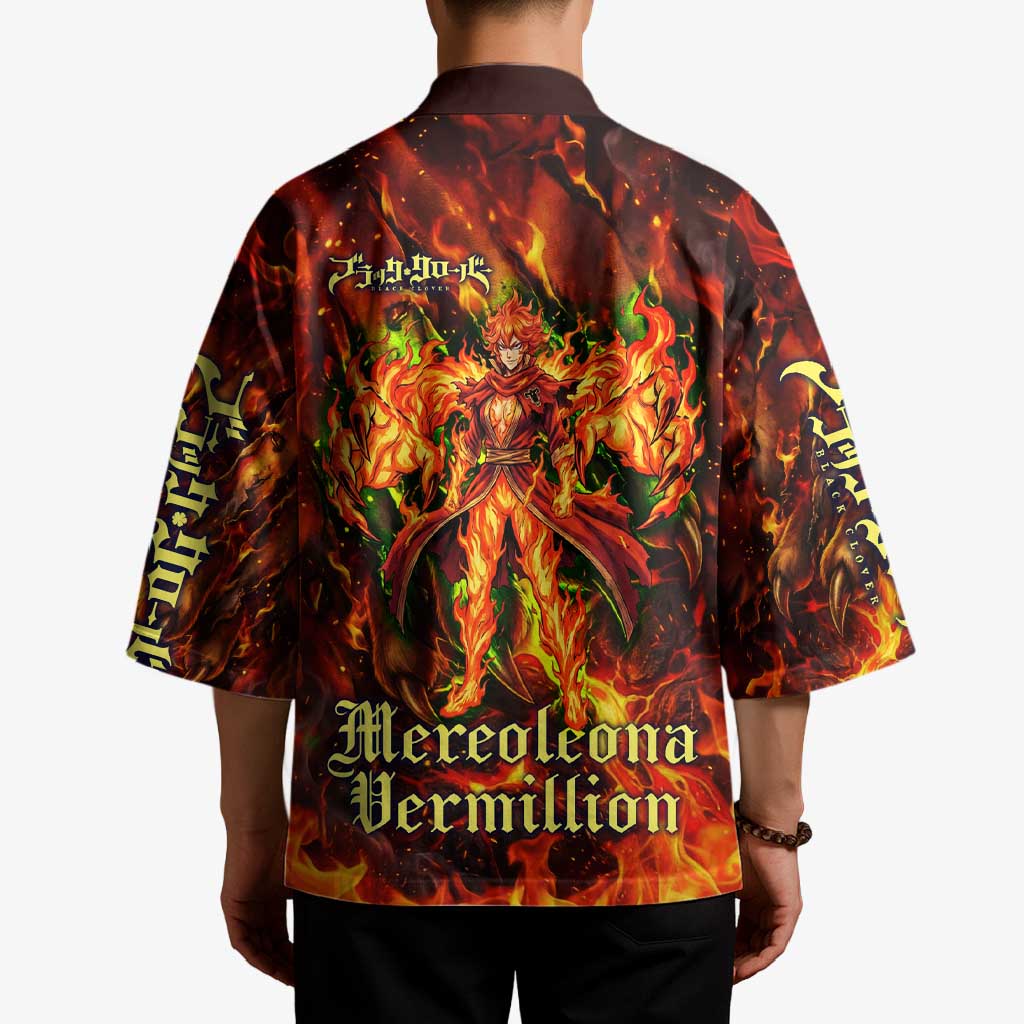 Mereoleona Vermillion Black Clover Kimono Inferno Flame Anime Style with Lion Symbolism