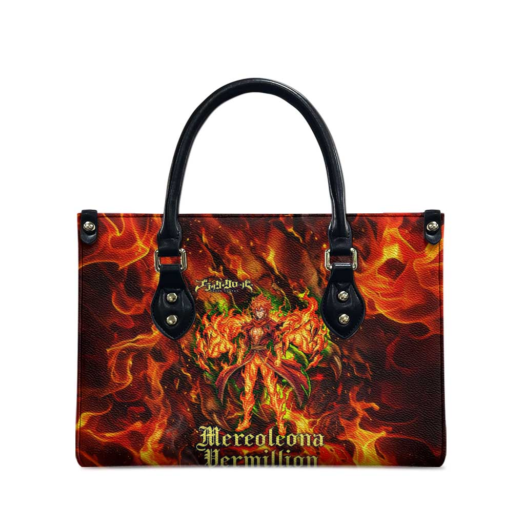 Mereoleona Vermillion Black Clover Leather Bag Inferno Flame Anime Style with Lion Symbolism