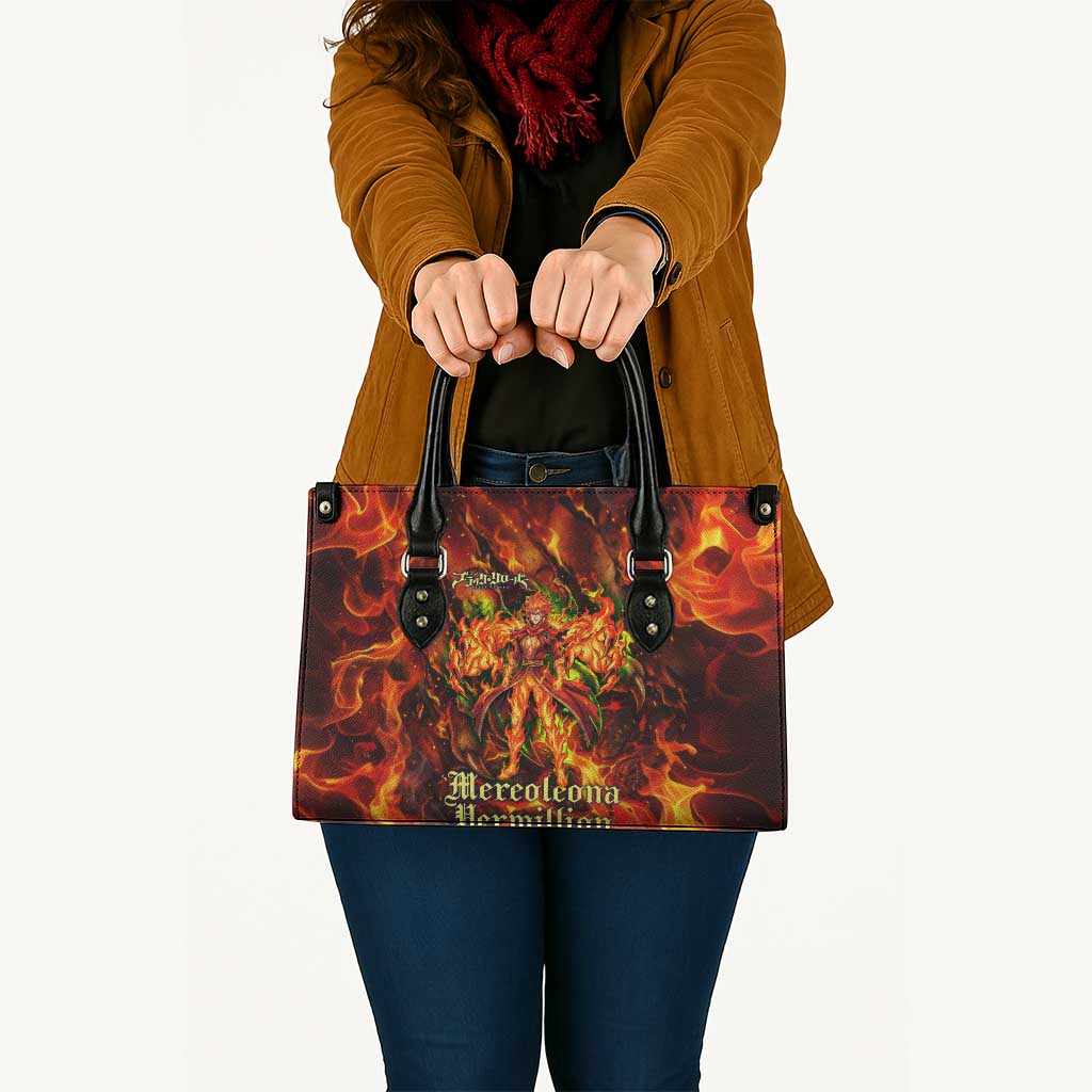 Mereoleona Vermillion Black Clover Leather Bag Inferno Flame Anime Style with Lion Symbolism