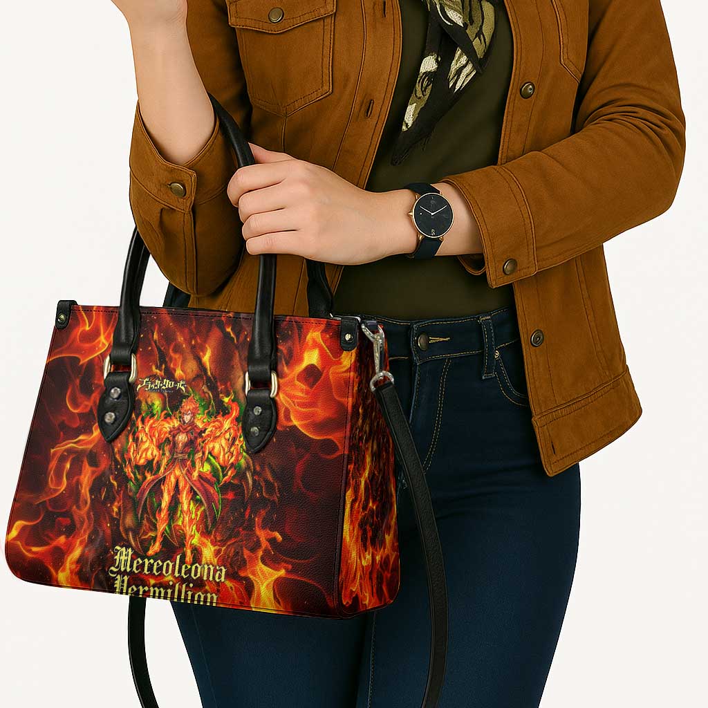 Mereoleona Vermillion Black Clover Leather Bag Inferno Flame Anime Style with Lion Symbolism
