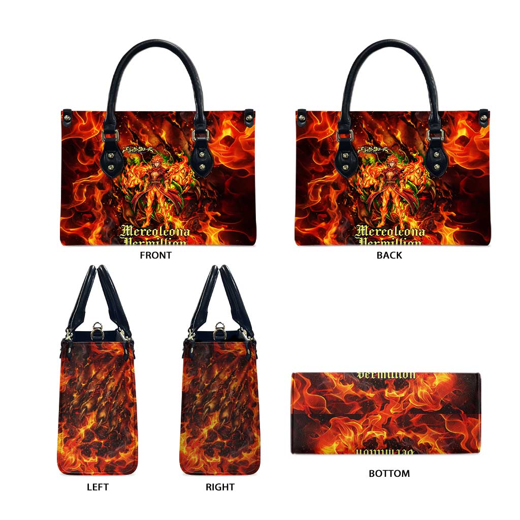 Mereoleona Vermillion Black Clover Leather Bag Inferno Flame Anime Style with Lion Symbolism