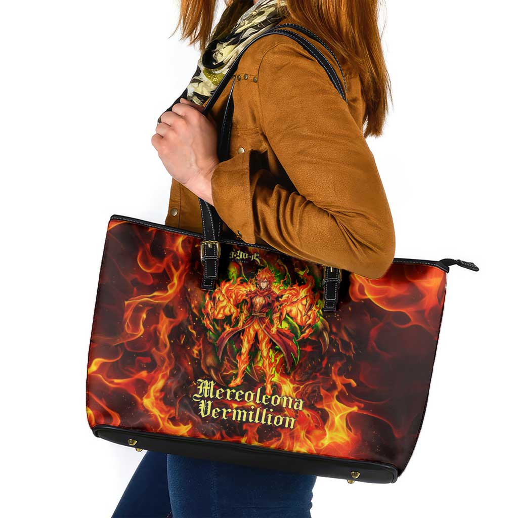 Mereoleona Vermillion Black Clover Leather Tote Bag Inferno Flame Anime Style with Lion Symbolism