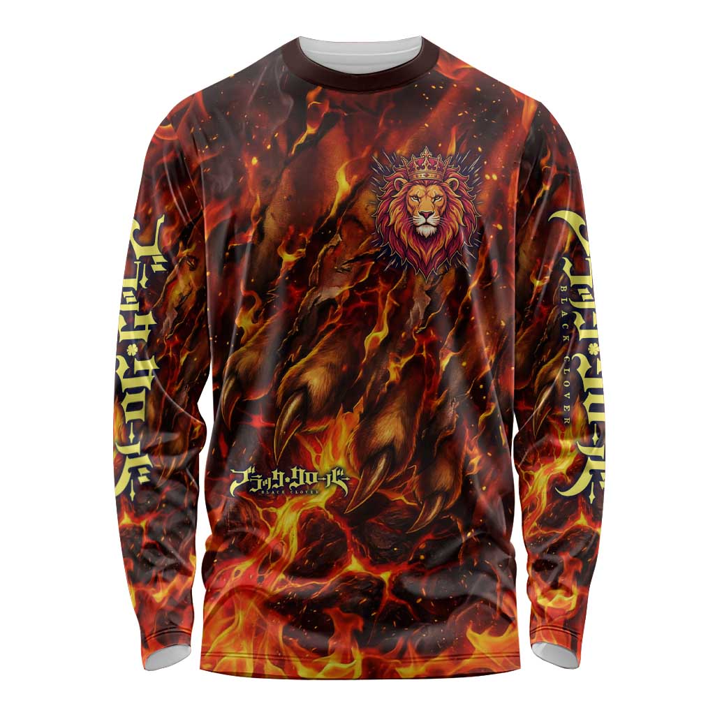 Mereoleona Vermillion Black Clover Long Sleeve Shirt Inferno Flame Anime Style with Lion Symbolism