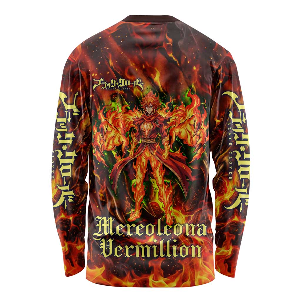 Mereoleona Vermillion Black Clover Long Sleeve Shirt Inferno Flame Anime Style with Lion Symbolism