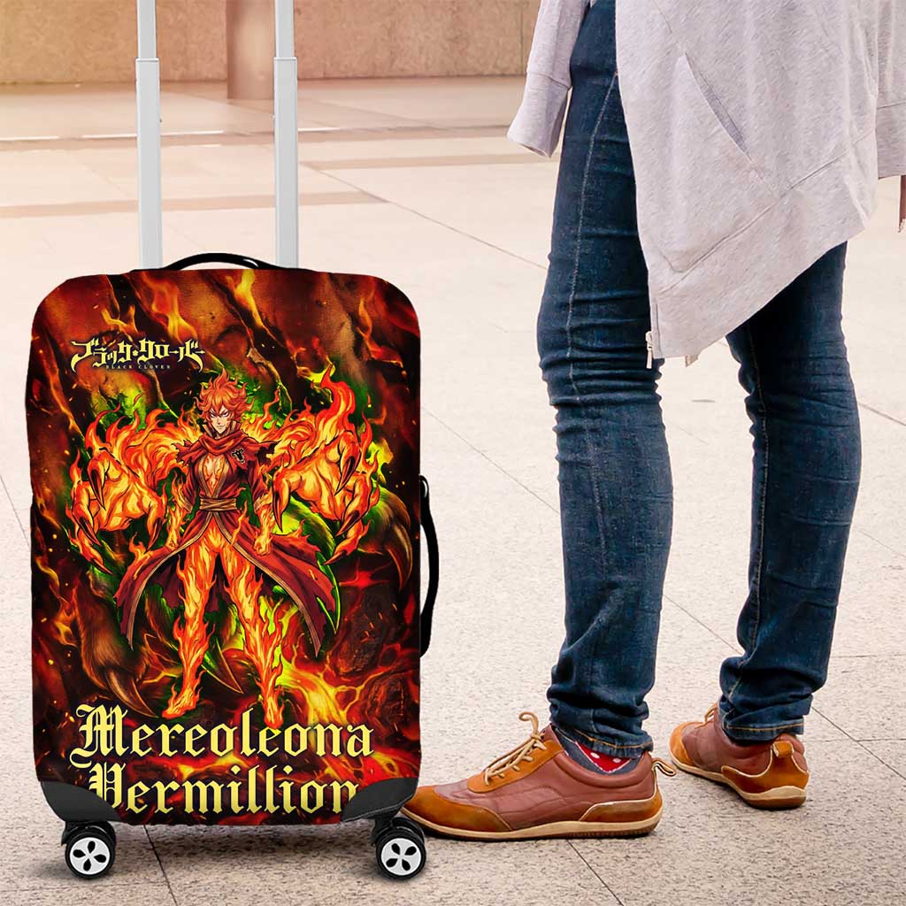 Mereoleona Vermillion Black Clover Luggage Cover Inferno Flame Anime Style with Lion Symbolism