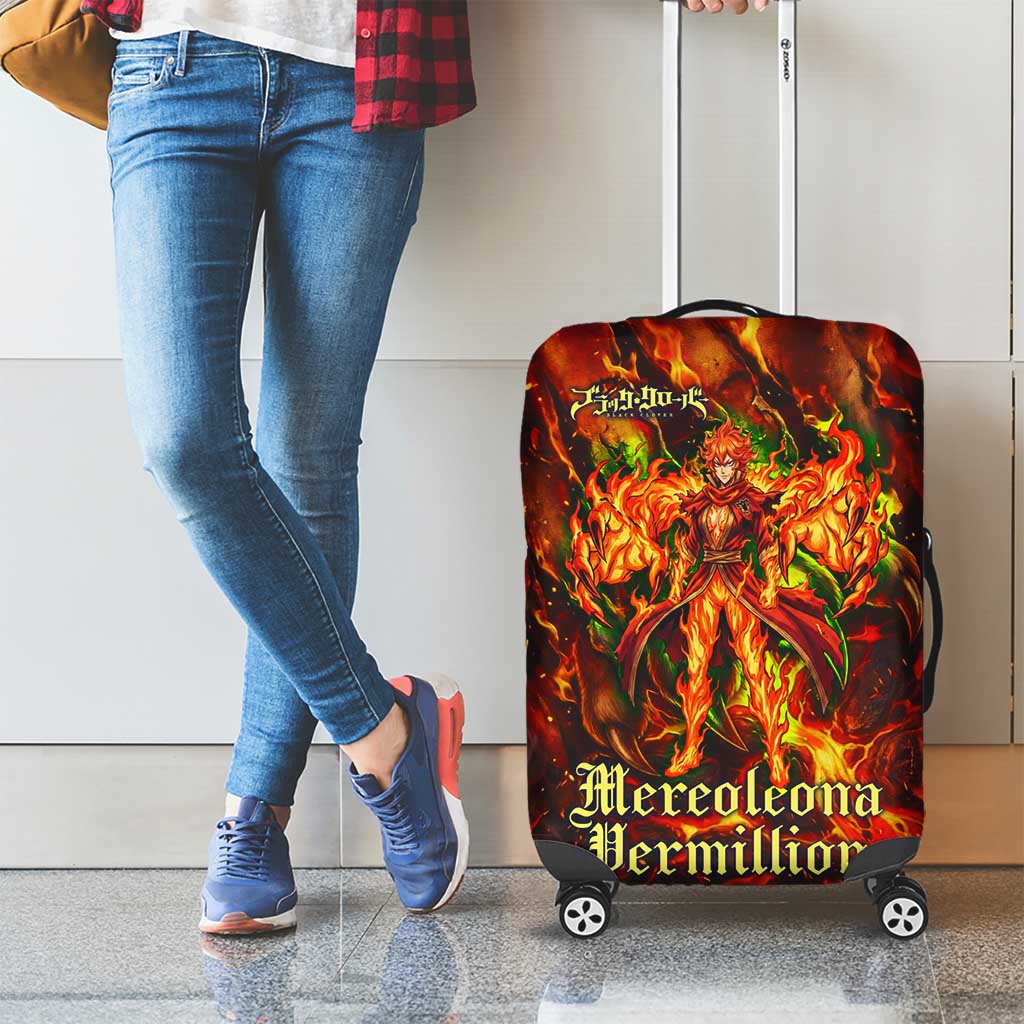 Mereoleona Vermillion Black Clover Luggage Cover Inferno Flame Anime Style with Lion Symbolism