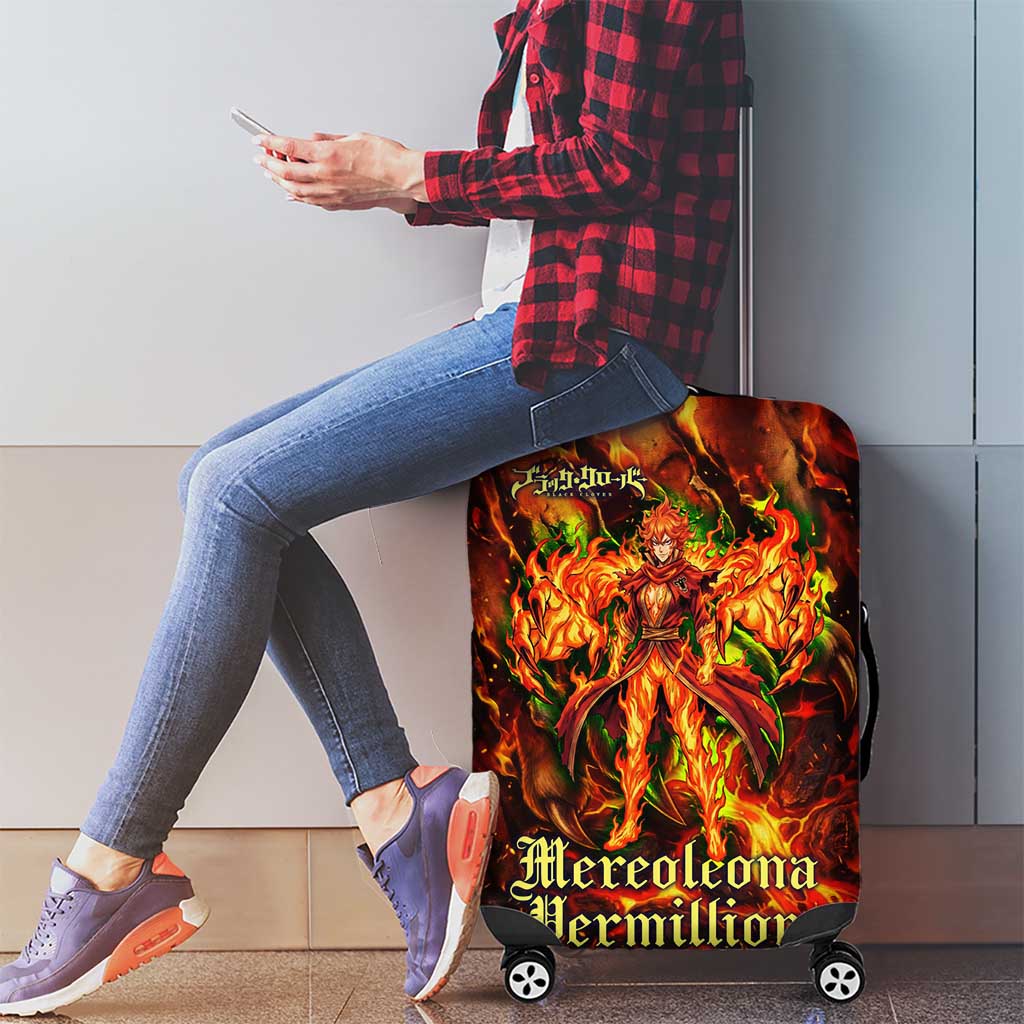 Mereoleona Vermillion Black Clover Luggage Cover Inferno Flame Anime Style with Lion Symbolism