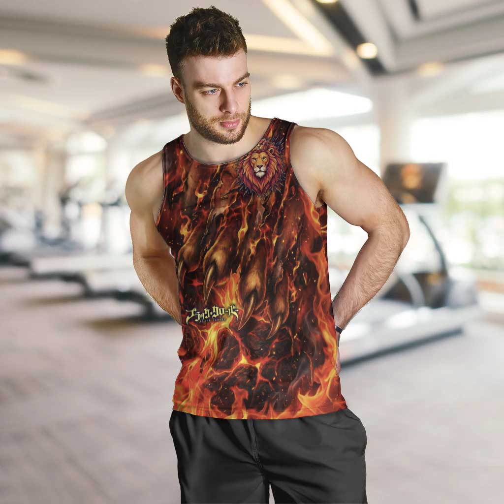 Mereoleona Vermillion Black Clover Men Tank Top Inferno Flame Anime Style with Lion Symbolism