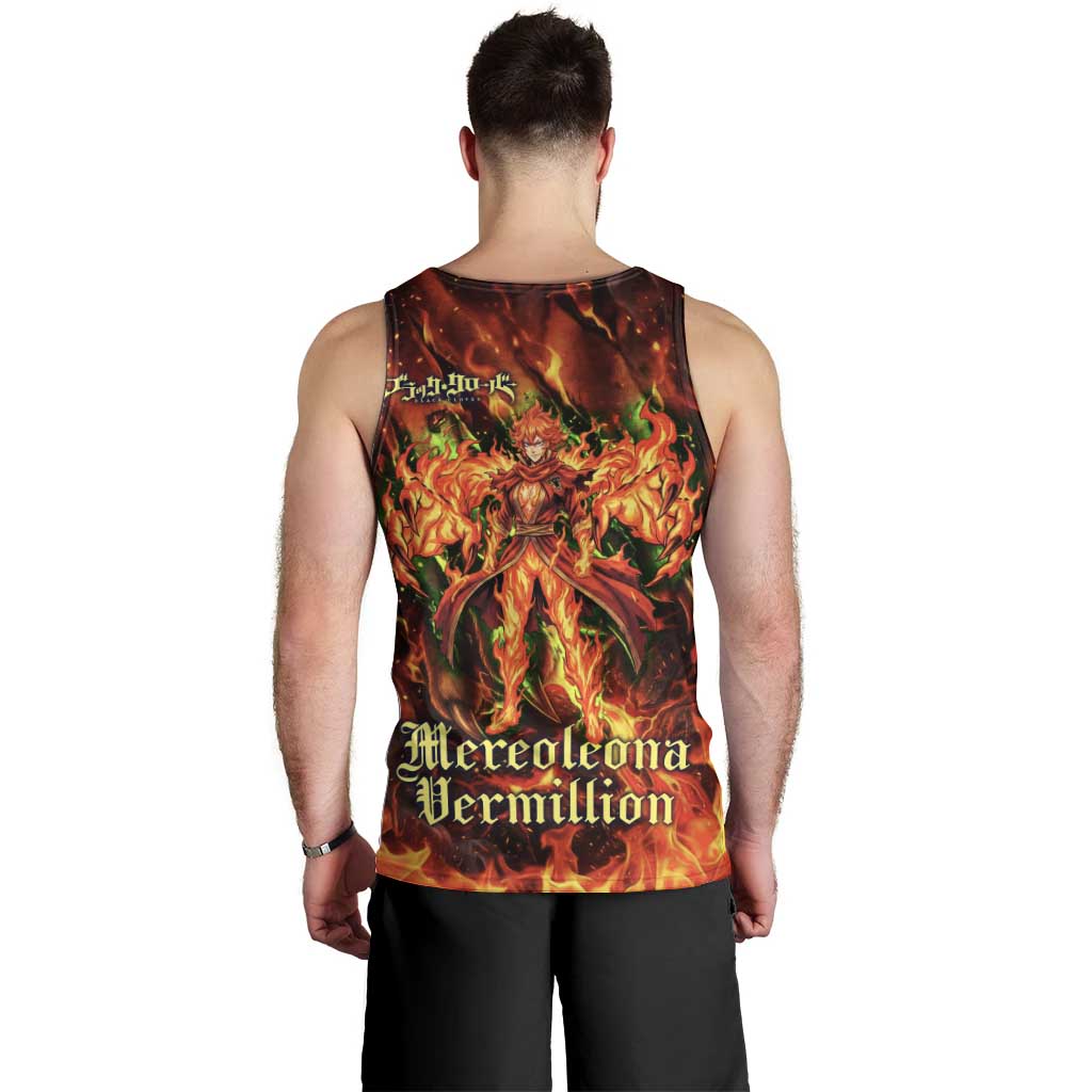 Mereoleona Vermillion Black Clover Men Tank Top Inferno Flame Anime Style with Lion Symbolism