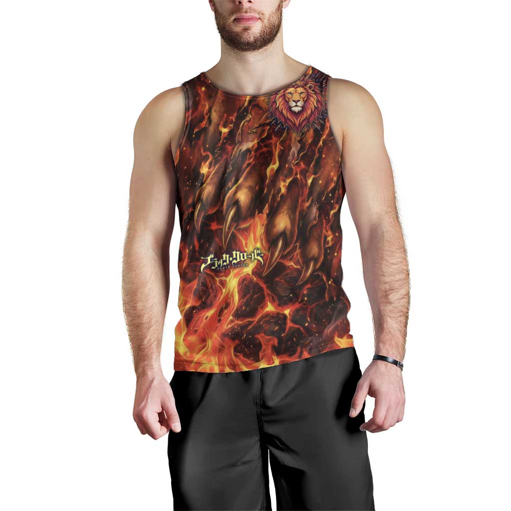 Mereoleona Vermillion Black Clover Men Tank Top Inferno Flame Anime Style with Lion Symbolism