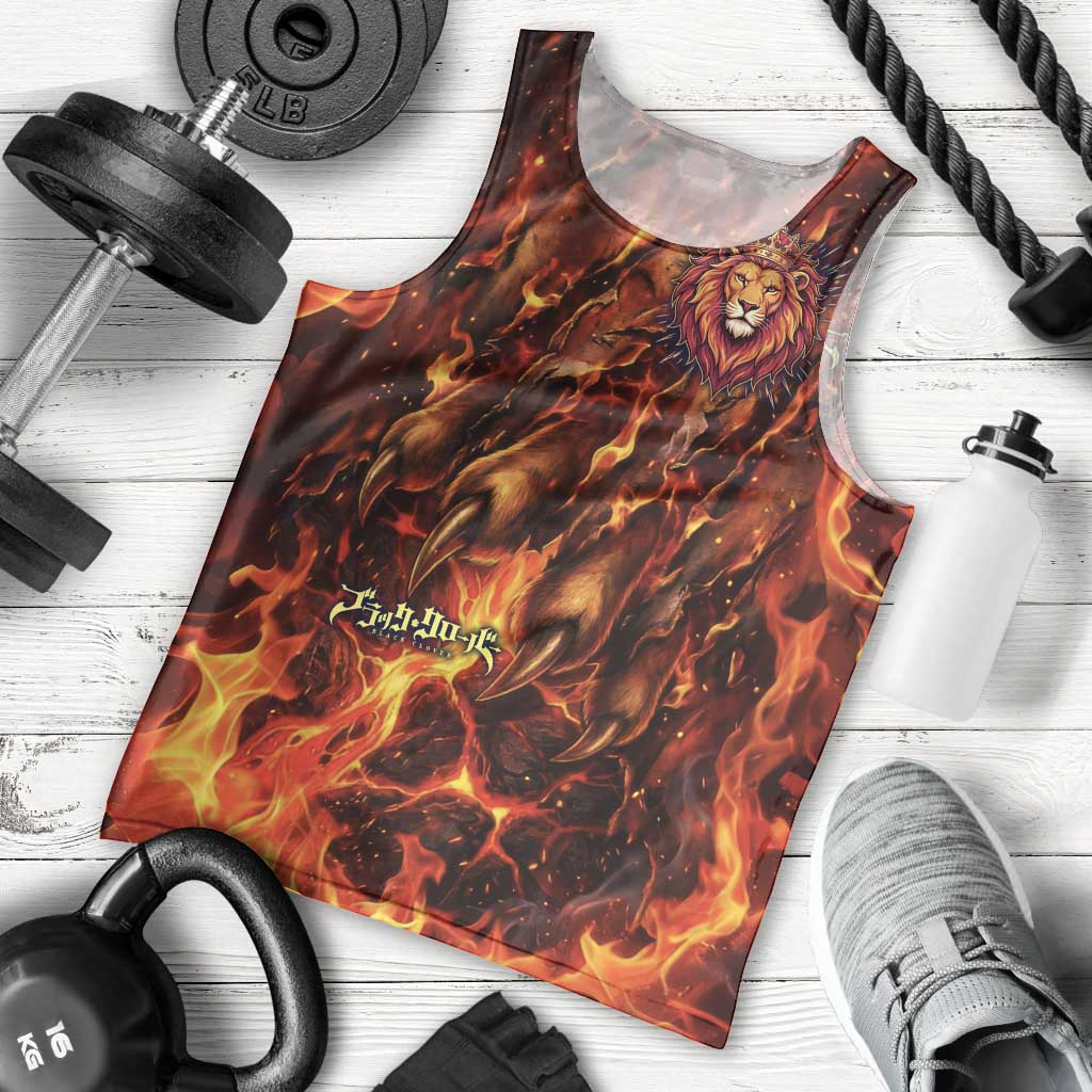 Mereoleona Vermillion Black Clover Men Tank Top Inferno Flame Anime Style with Lion Symbolism