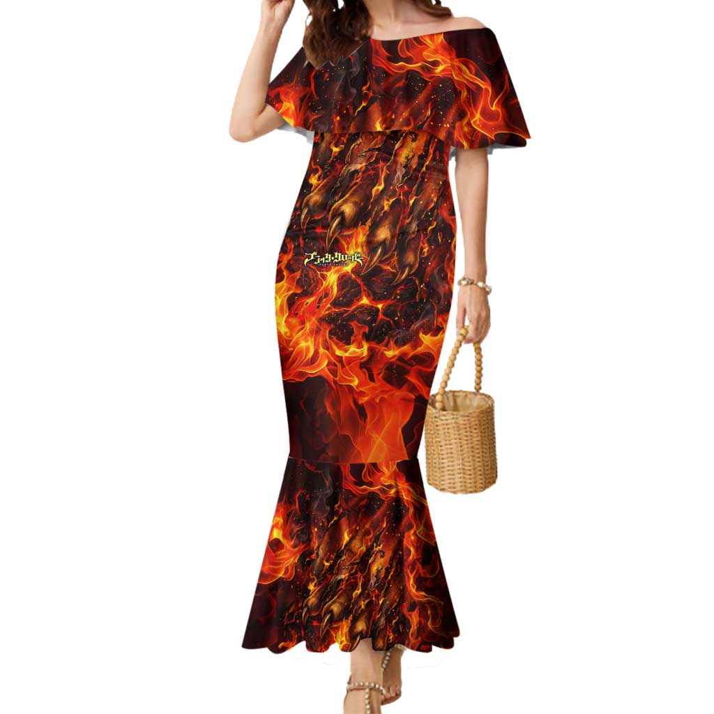 Mereoleona Vermillion Black Clover Mermaid Dress Inferno Flame Anime Style with Lion Symbolism