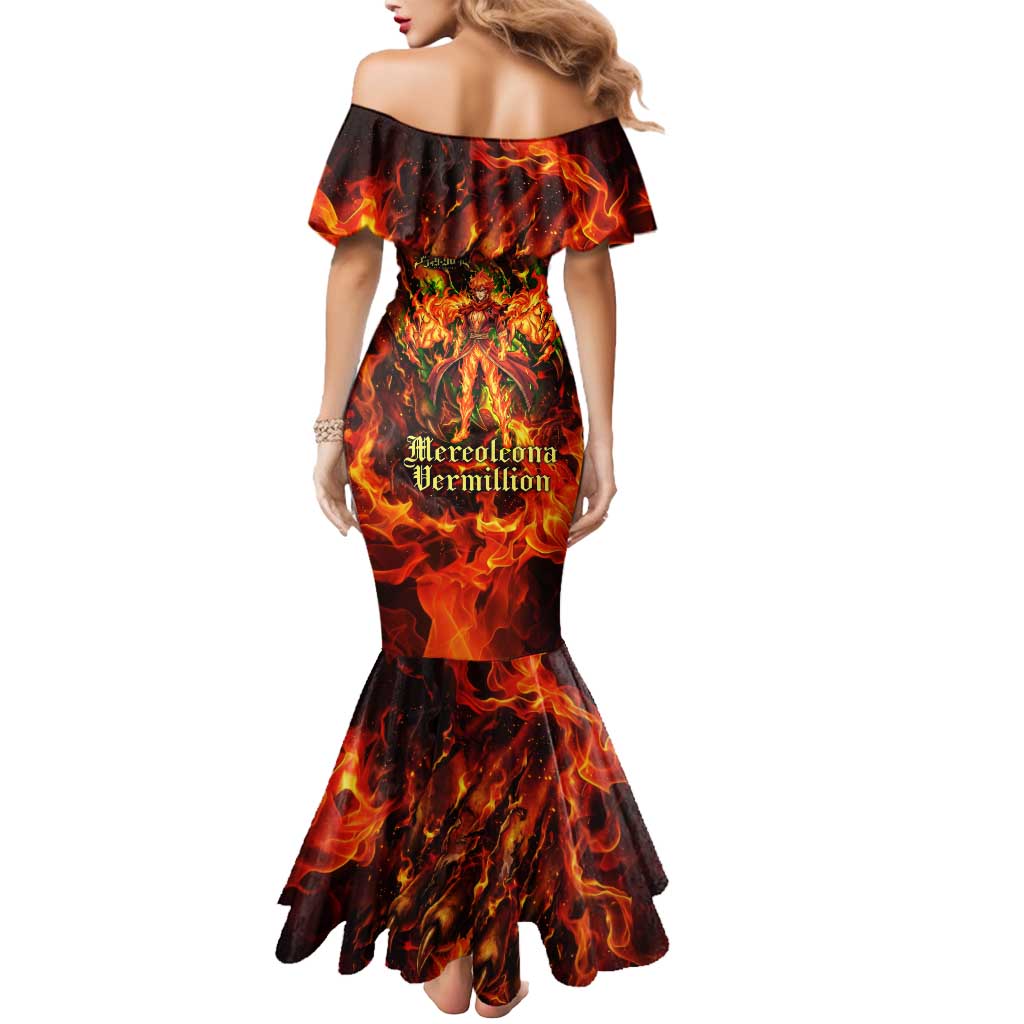 Mereoleona Vermillion Black Clover Mermaid Dress Inferno Flame Anime Style with Lion Symbolism