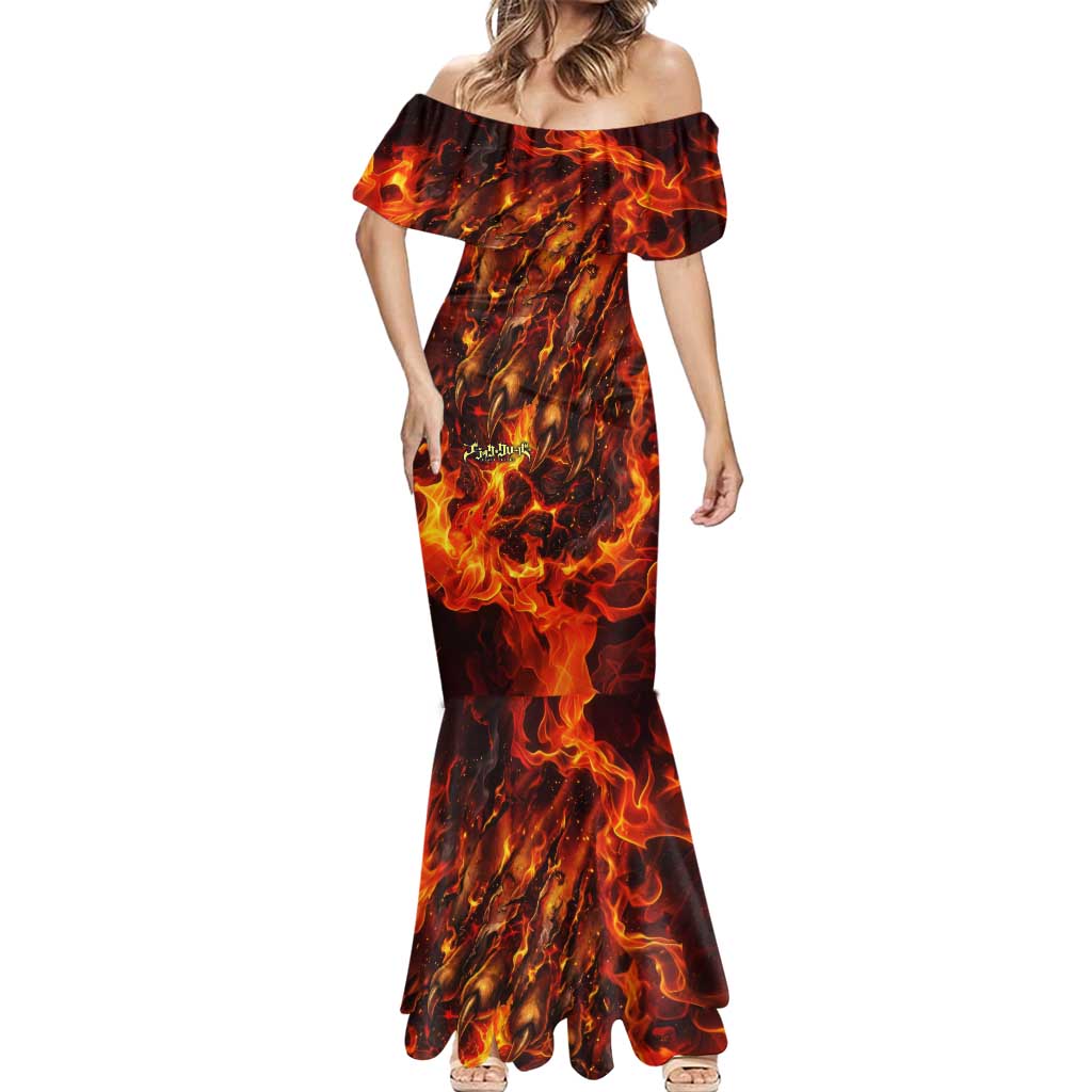 Mereoleona Vermillion Black Clover Mermaid Dress Inferno Flame Anime Style with Lion Symbolism