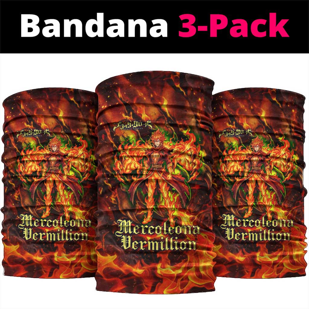 Mereoleona Vermillion Black Clover Neck Gaiter Inferno Flame Anime Style with Lion Symbolism