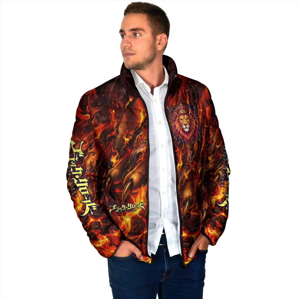 Mereoleona Vermillion Black Clover Padded Jacket Inferno Flame Anime Style with Lion Symbolism