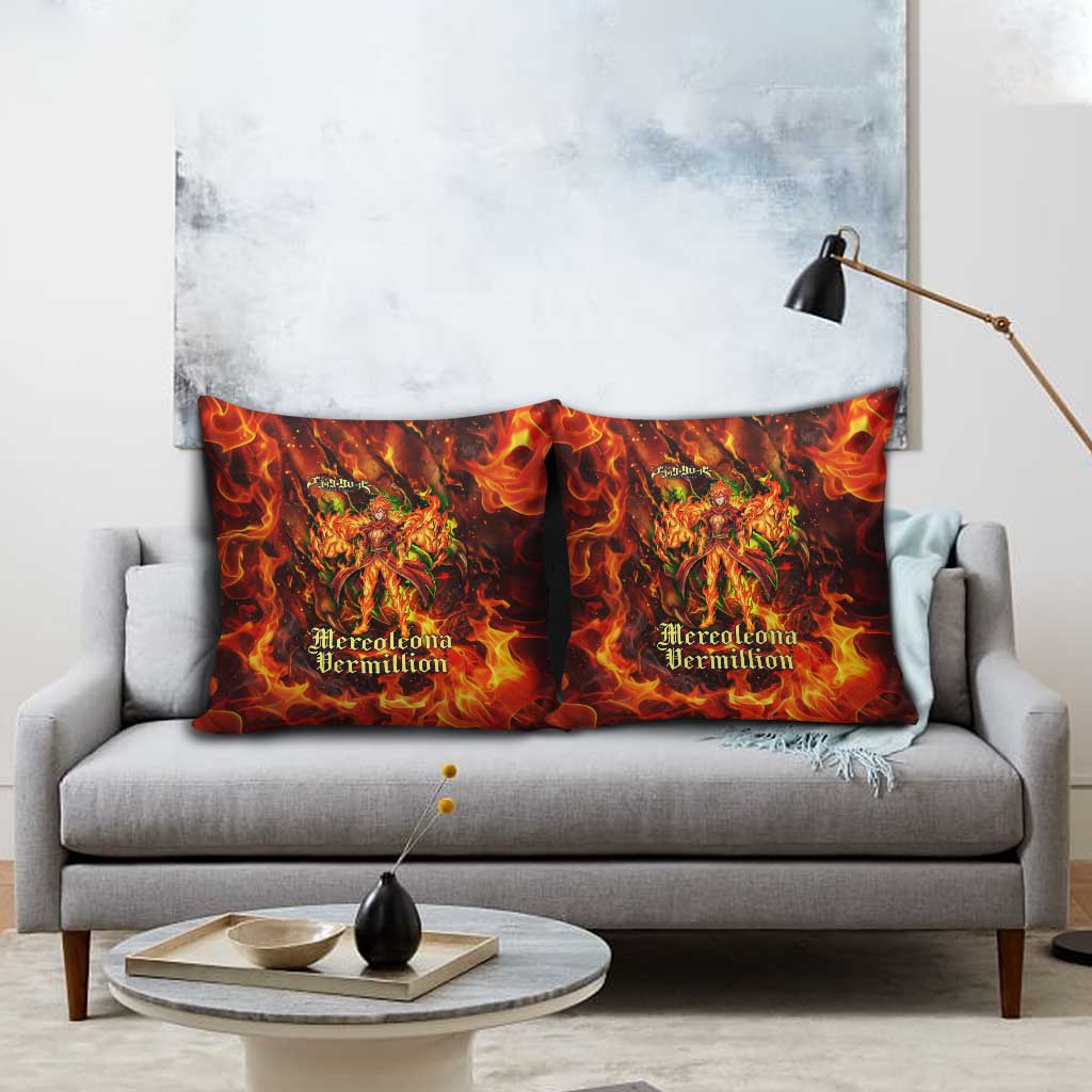 Mereoleona Vermillion Black Clover Pillow Cover Inferno Flame Anime Style with Lion Symbolism