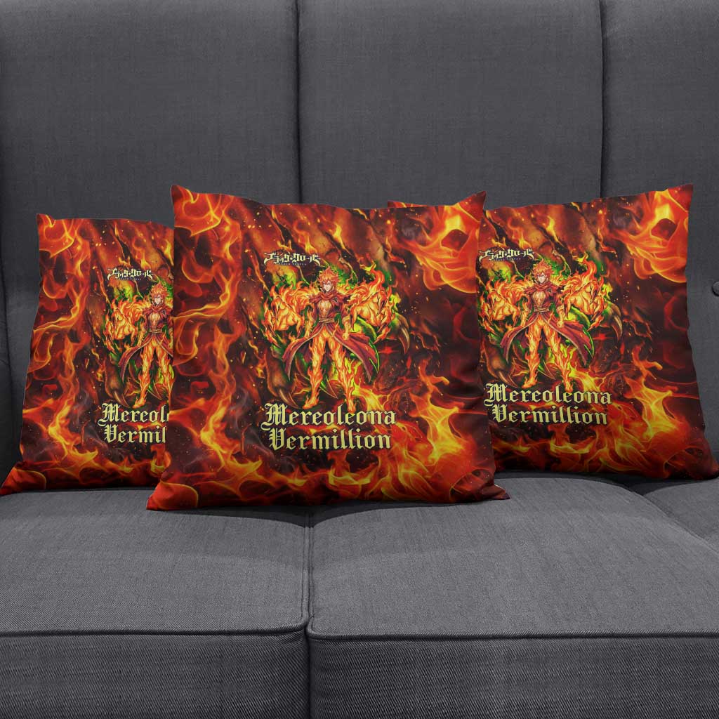 Mereoleona Vermillion Black Clover Pillow Cover Inferno Flame Anime Style with Lion Symbolism
