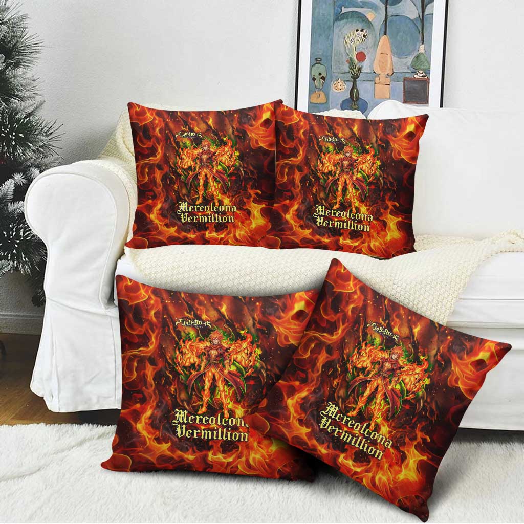 Mereoleona Vermillion Black Clover Pillow Cover Inferno Flame Anime Style with Lion Symbolism