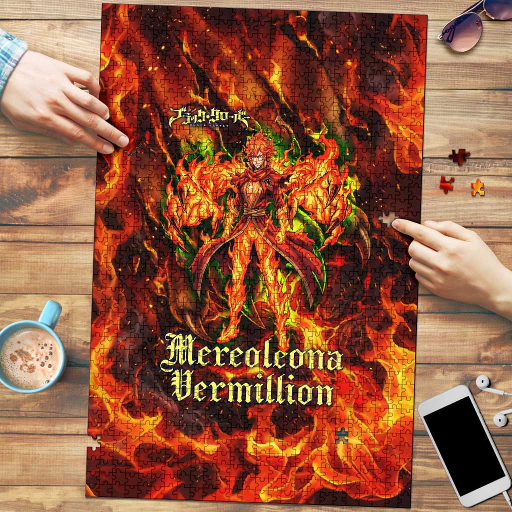 Mereoleona Vermillion Black Clover Puzzle Inferno Flame Anime Style with Lion Symbolism