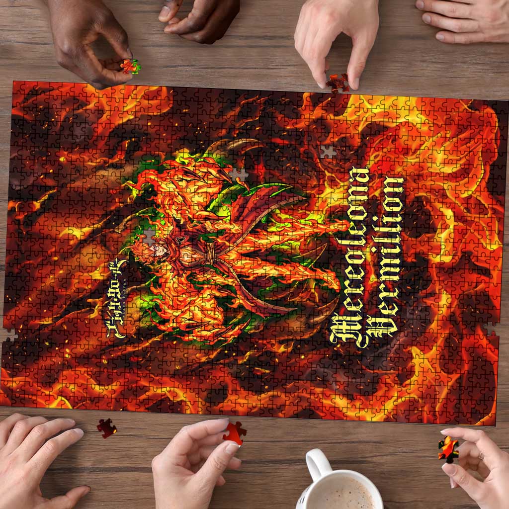 Mereoleona Vermillion Black Clover Puzzle Inferno Flame Anime Style with Lion Symbolism