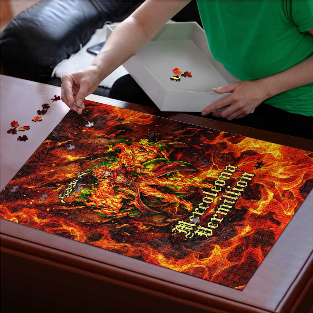 Mereoleona Vermillion Black Clover Puzzle Inferno Flame Anime Style with Lion Symbolism