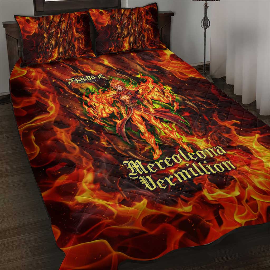 Mereoleona Vermillion Black Clover Quilt Bed Set Inferno Flame Anime Style with Lion Symbolism