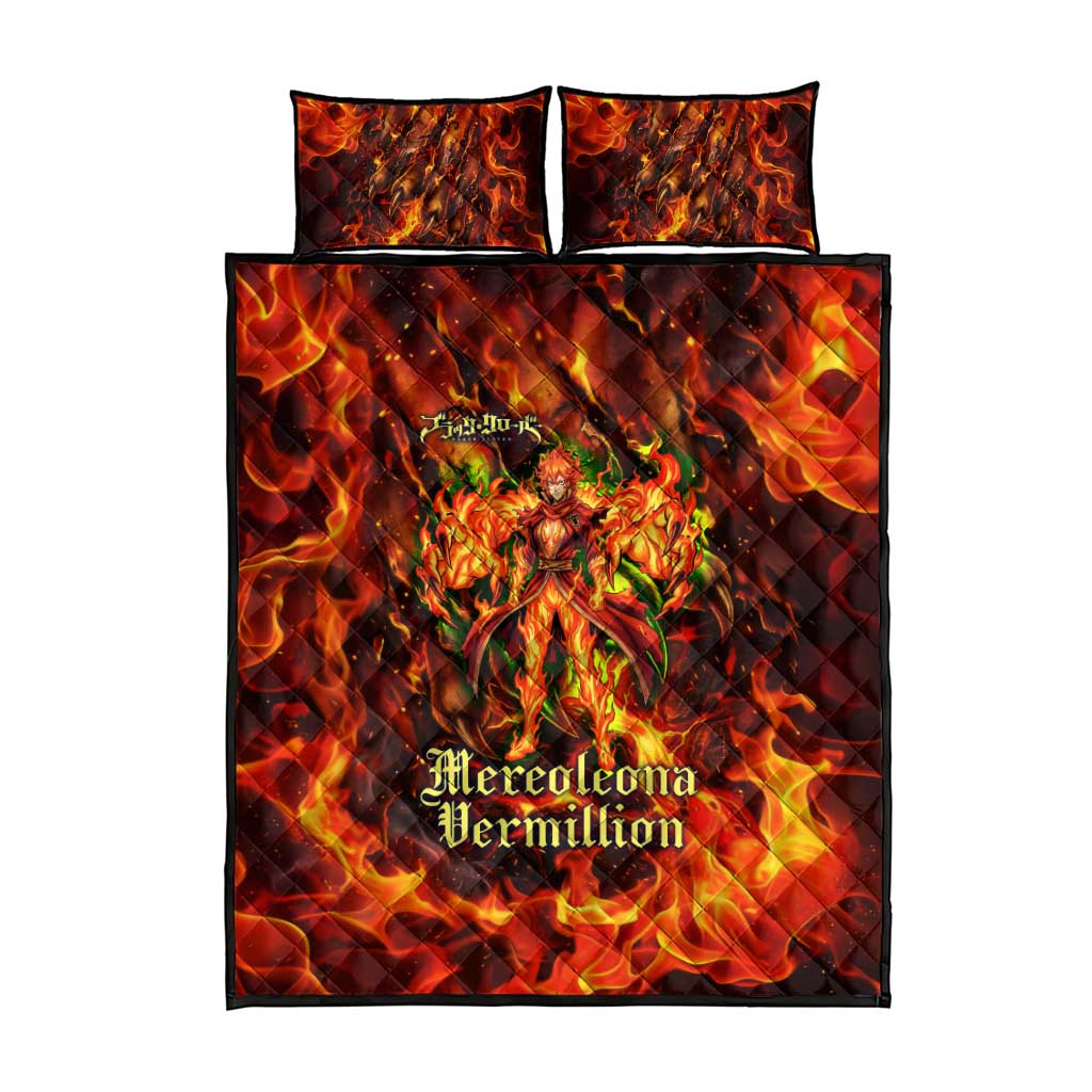 Mereoleona Vermillion Black Clover Quilt Bed Set Inferno Flame Anime Style with Lion Symbolism