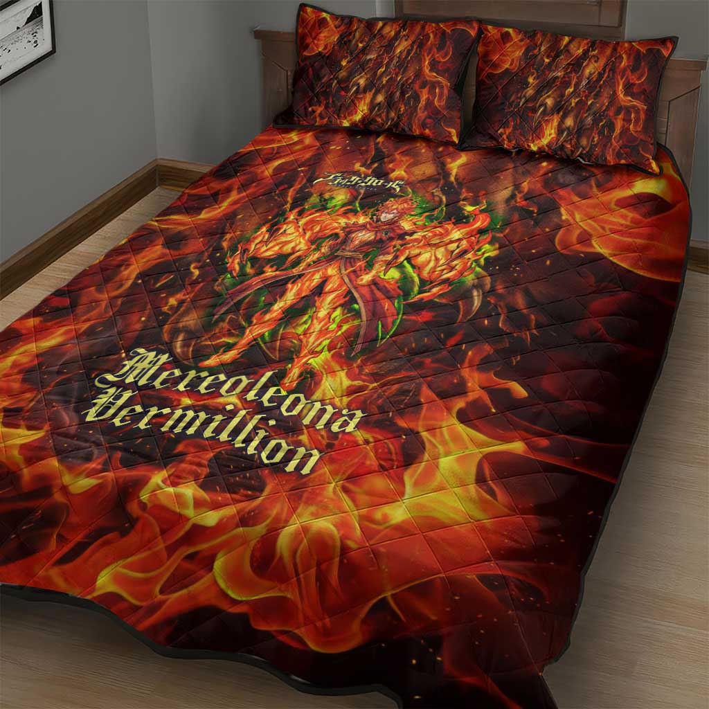 Mereoleona Vermillion Black Clover Quilt Bed Set Inferno Flame Anime Style with Lion Symbolism