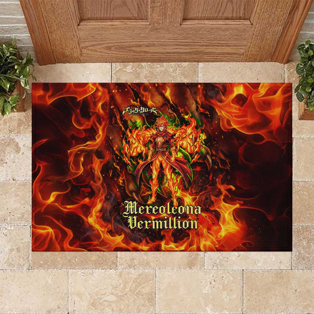 Mereoleona Vermillion Black Clover Rubber Doormat Inferno Flame Anime Style with Lion Symbolism