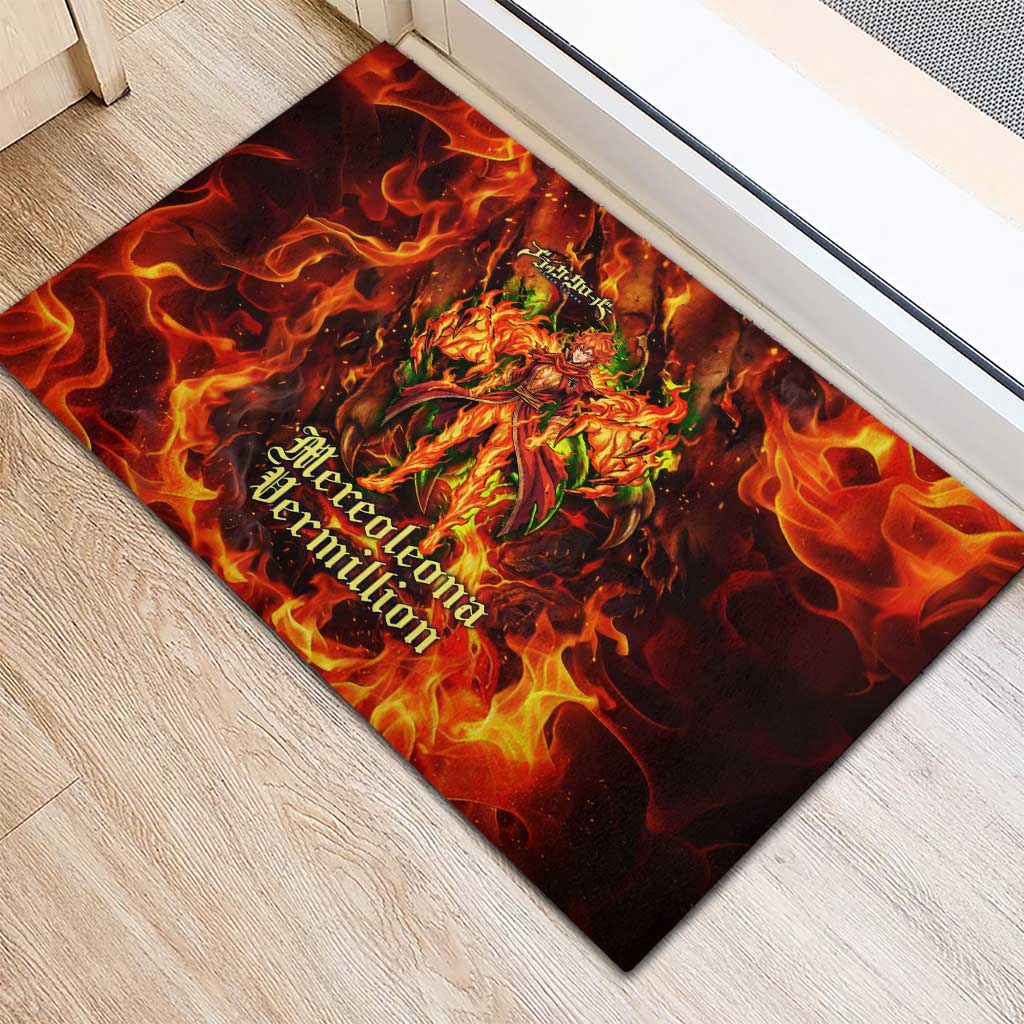 Mereoleona Vermillion Black Clover Rubber Doormat Inferno Flame Anime Style with Lion Symbolism