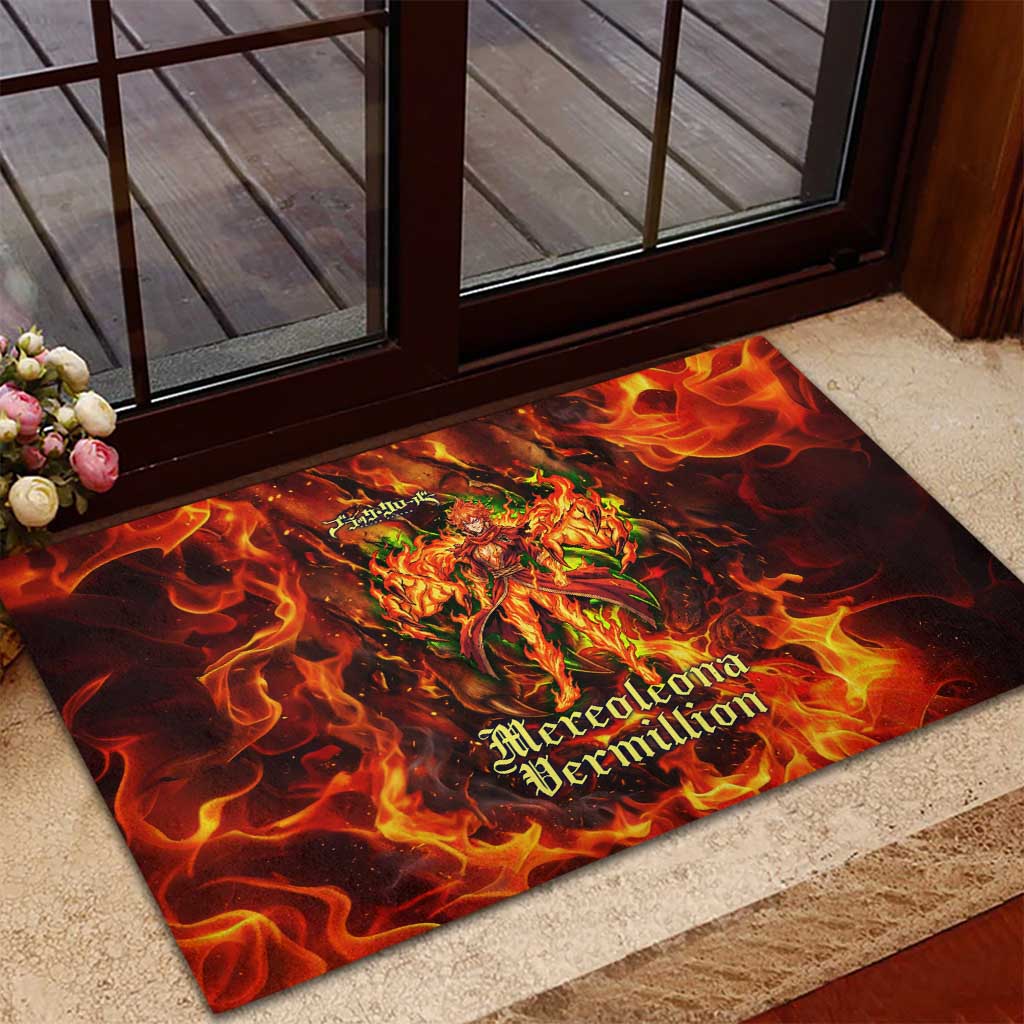 Mereoleona Vermillion Black Clover Rubber Doormat Inferno Flame Anime Style with Lion Symbolism