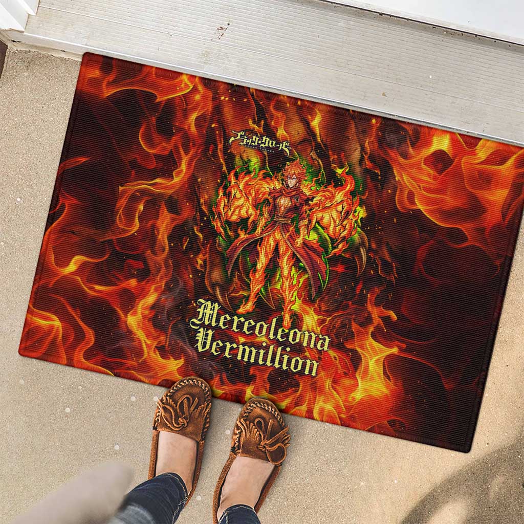 Mereoleona Vermillion Black Clover Rubber Doormat Inferno Flame Anime Style with Lion Symbolism