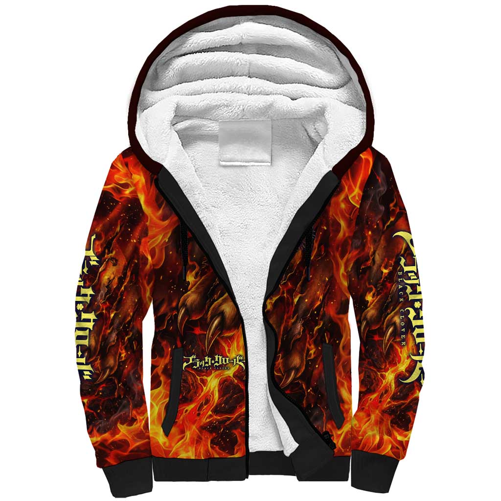 Mereoleona Vermillion Black Clover Sherpa Hoodie Inferno Flame Anime Style with Lion Symbolism