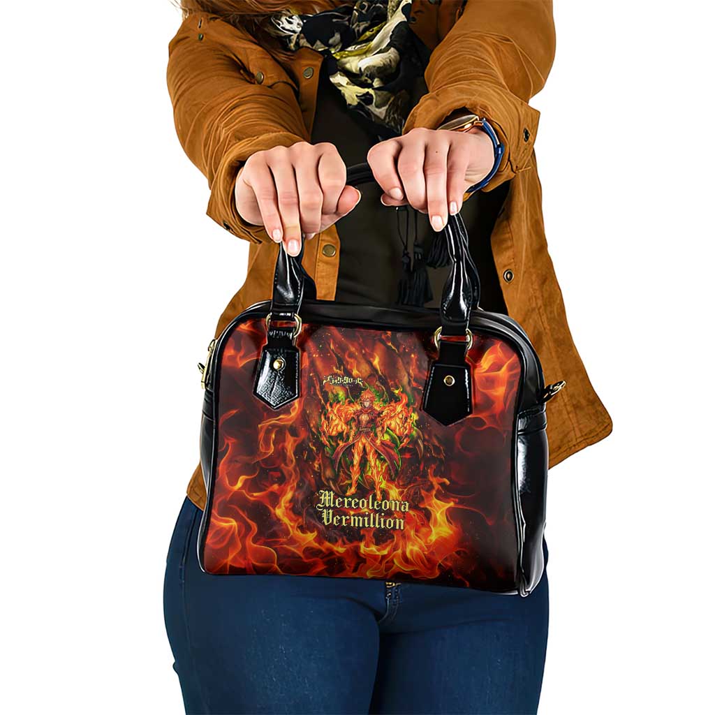 Mereoleona Vermillion Black Clover Shoulder Handbag Inferno Flame Anime Style with Lion Symbolism