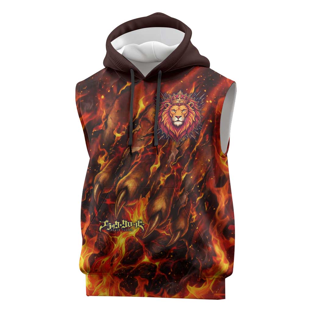 Mereoleona Vermillion Black Clover Sleeveless Hoodie Inferno Flame Anime Style with Lion Symbolism